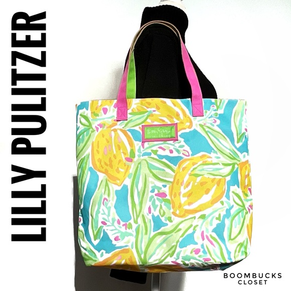NWOT Lilly Pulitzer Lemon Canvas Tote - Picture 4 of 12